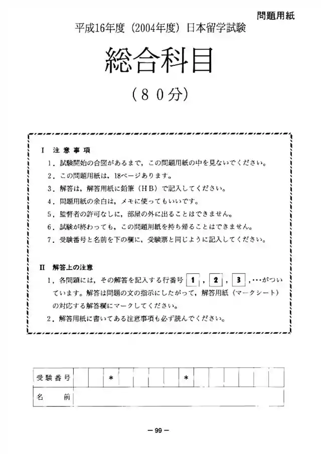 EJU 2004-1 Japan and the World Exam Papers PDF
